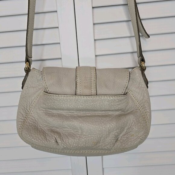 MICHAEL KORS Charlton Leather Mini Crossbody Bag Cream Gold Tone Hardware Preppy - Picture 8 of 12